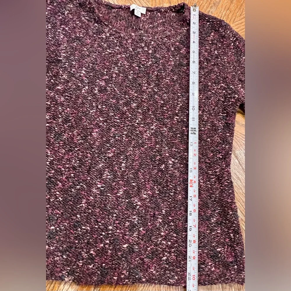 JJill plum‎ purple marled yarn knit sweater crewneck statement bell sleeves